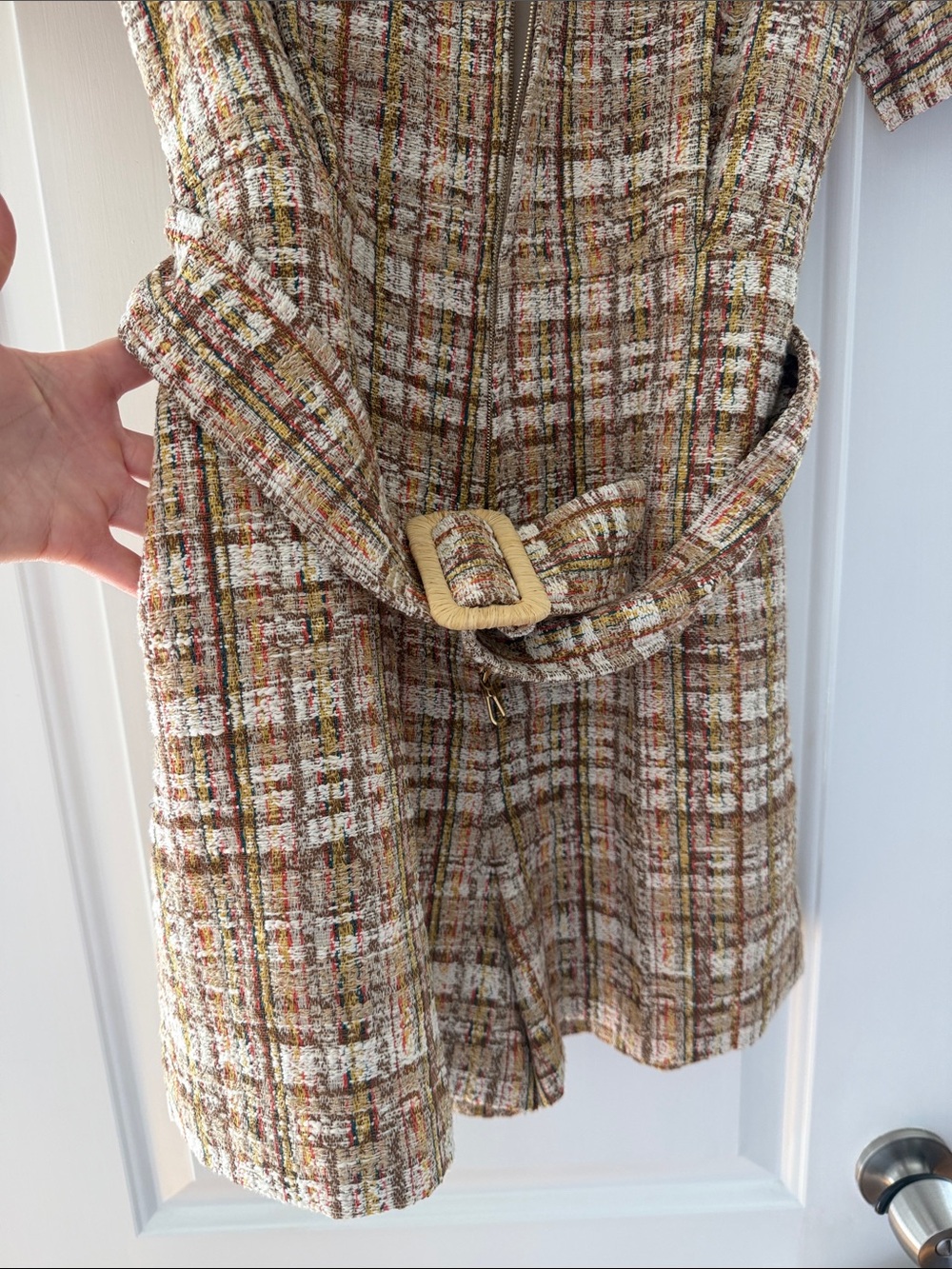 Sandro Multicolor Tweed Romper with Gold Hardware - Picture 8 of 12
